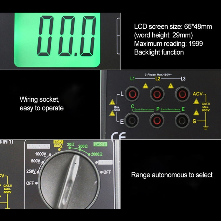 DUOYI DY5500 Car 4 in 1 Digital Multifunction Resistance Tester Insulation Earth Multimeter, DY5500 DUOYI DY5500 Car 4 in 1 Digital Multifunction Resistance Tester Insulation Earth Multimeter, DY5500